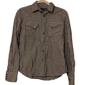 ⚬ ralph lauren black/cream checkered button down | US8